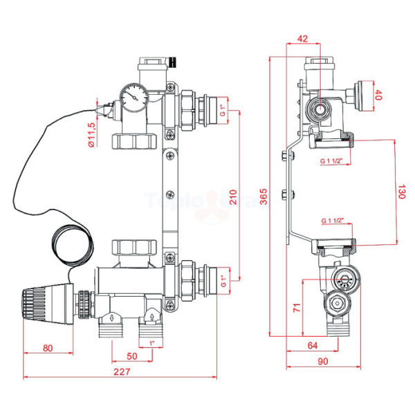 Смесительный узел Rommer RDG-0120-009000 для системы отопления