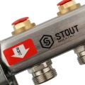 Коллектор Stout на 2 выхода из нержавеющей стали без расходомеров - SMS 0922 000002