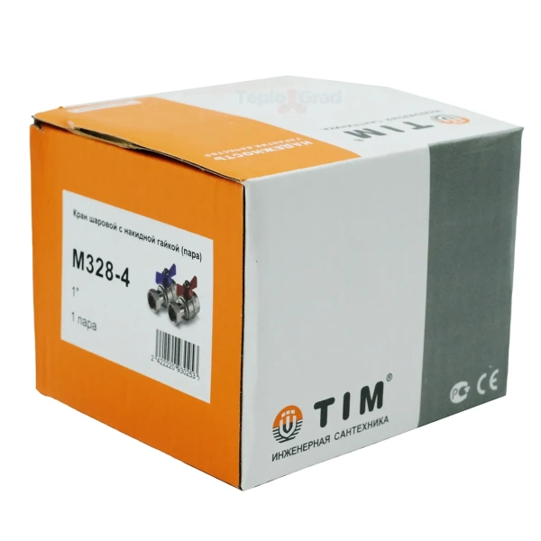 Комплект шаровых кранов TIM с накидной гайкой 1 для коллектора M328-4