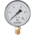 Манометр радиальный Stout 100 мм, 0-10 бар, подключение 1/2