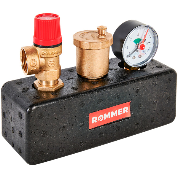 Группа безопасности котла Rommer 1" 3 бара (в теплоизоляции)