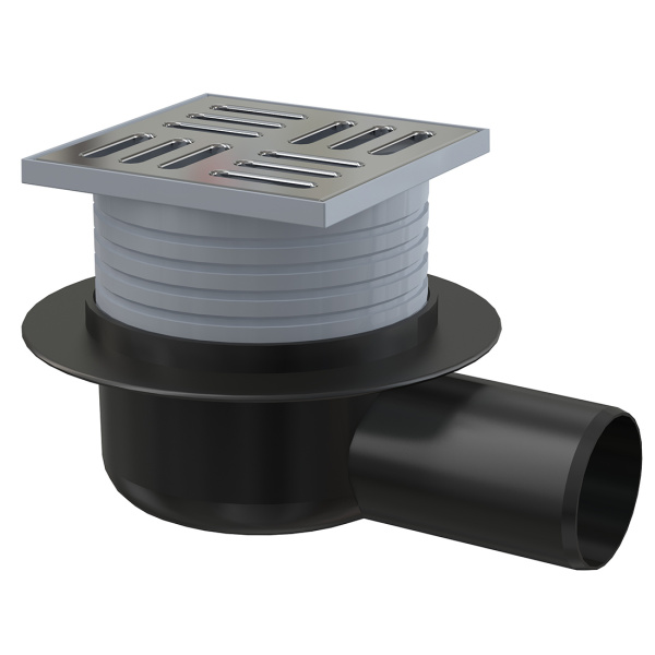 Душевой трап AlcaPlast APV26 105x105 DN50 регулируемый, горизонтальный выпуск