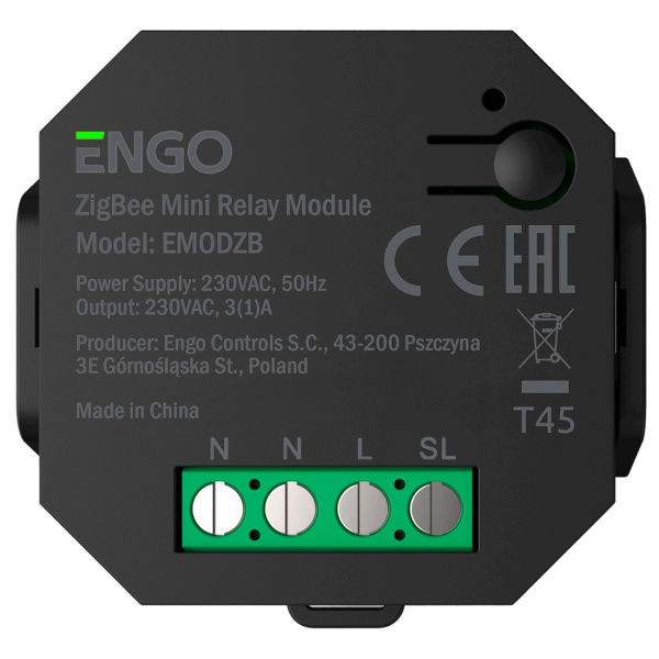 Беспроводное реле Engo ZigBee со встроенным репитером 230В