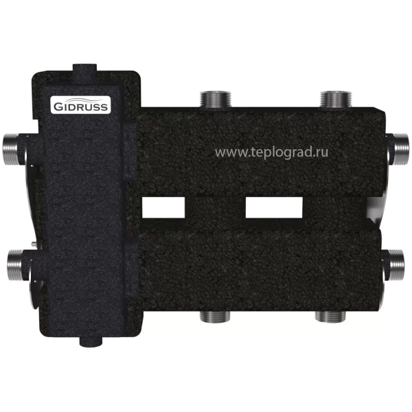 Балансировочный коллектор Gidruss BM-60-3DU.EPP (до 60 кВт, подкл. котла G 1, 1+1+1 контура G 1, кронштейны, термоизоляция)