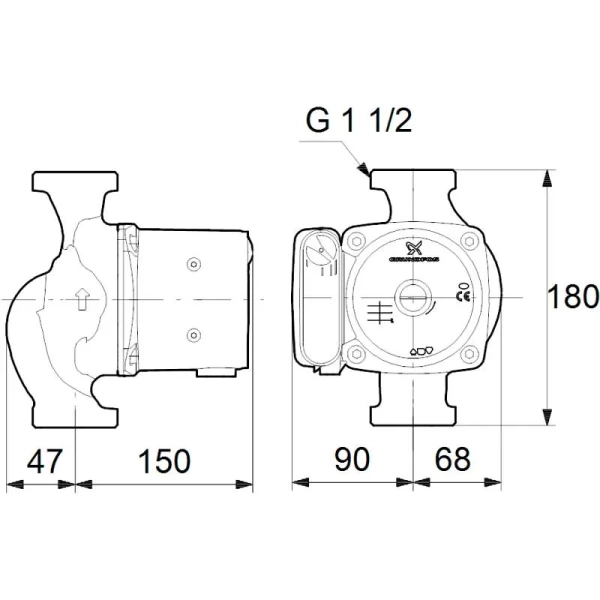 Циркуляционный насос Grundfos UPS 25-100 180 95906480