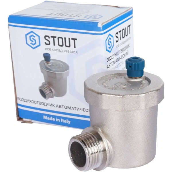 Автоматический воздухоотводчик Stout 1/2, угловой