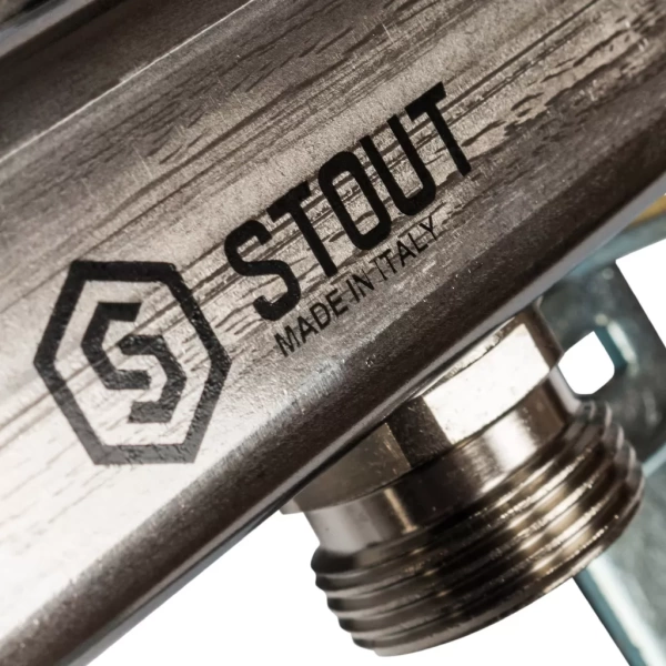 Коллектор из нержавеющей стали Stout для радиаторной разводки на 4 выхода