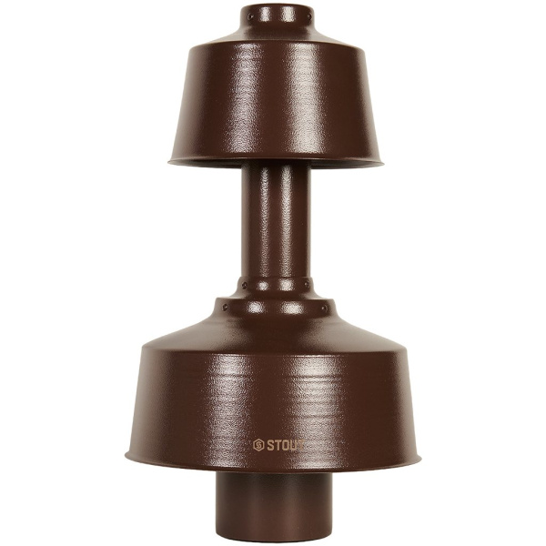 Оголовок вертикальный коаксиальный Stout 60/100 с ветрозащитой коричневый широкий