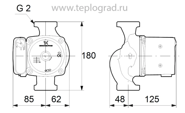 Циркуляционный насос Grundfos UPS 32-55 180