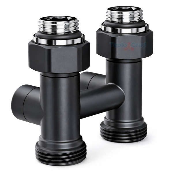Узел нижнего подключения Royal Thermo Design прямой 1/2x3/4, черный