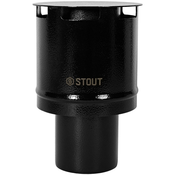 Оголовок вертикальный Stout Dn 80 с ветрозащитой черный узкий