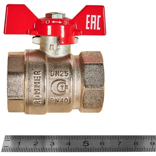Кран шаровой Rommer ВВ 1, ручка бабочка