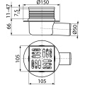 Душевой трап AlcaPlast APV26 105x105 DN50 регулируемый, горизонтальный выпуск