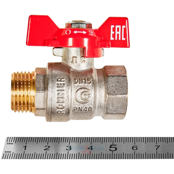 Кран шаровой Rommer НВ 1/2, ручка бабочка