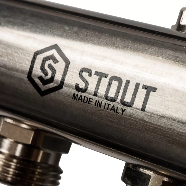 Коллектор из нержавеющей стали Stout для радиаторной разводки на 12 выходов