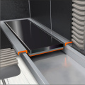 Душевой лоток Zeissler Evolux Glass 800 мм с двухсторонней решеткой (черное стекло)