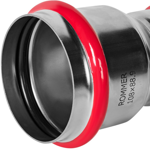Муфта переходная 108х89 Rommer из нержавеющей стали прессовой