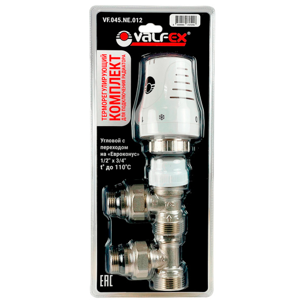 Комплект терморегулирующий угловой Valfex 1/2x3/4 евроконус