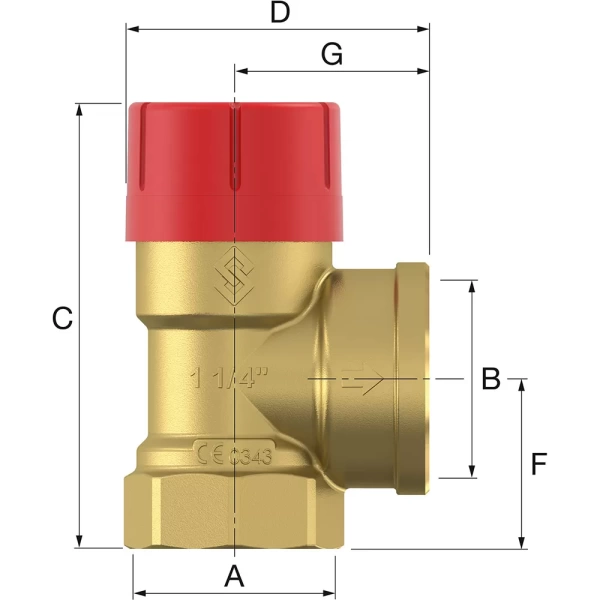 Клапан предохранительный Flamco Prescor 3/4x1 - 2,5 бар TRD для системы отопления