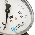 Манометр радиальный Stout, корпус 80 мм, диапазон 0-16 бар, подключение 1/2