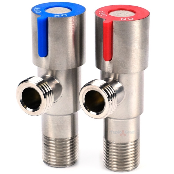 Кран угловой TIM 1/2x1/2 НР нержавеющая сталь (пара)