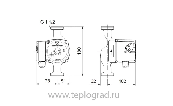 Циркуляционный насос Grundfos UPS 25-30 180