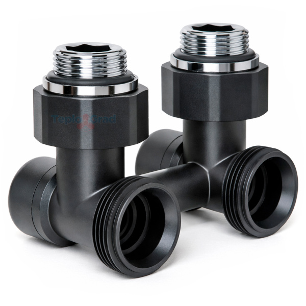 Узел нижнего подключения Royal Thermo Design угловой 1/2x3/4, черный