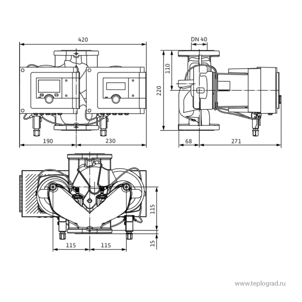 Сдвоенный циркуляционный насос Wilo Stratos MAXO-D 40/0,5-8 PN6/10