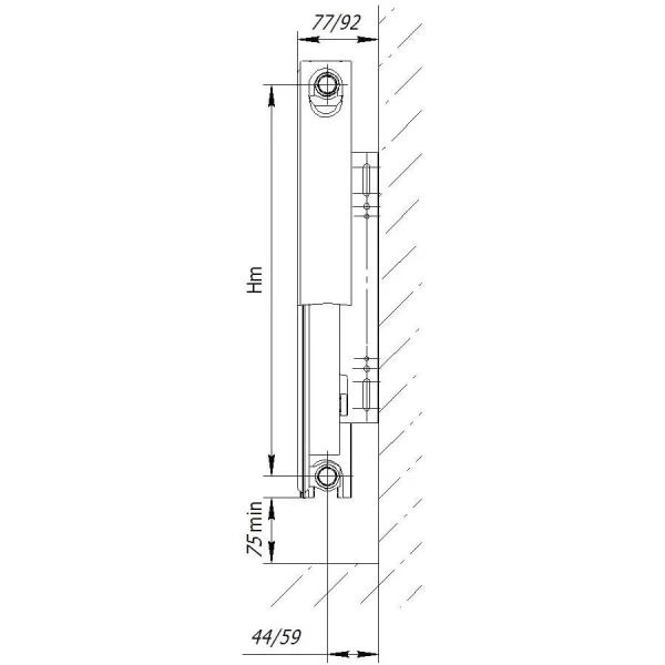 Стальной радиатор Rommer Ventil 11/500/1200 с нижним подключением RRS-2020-115120