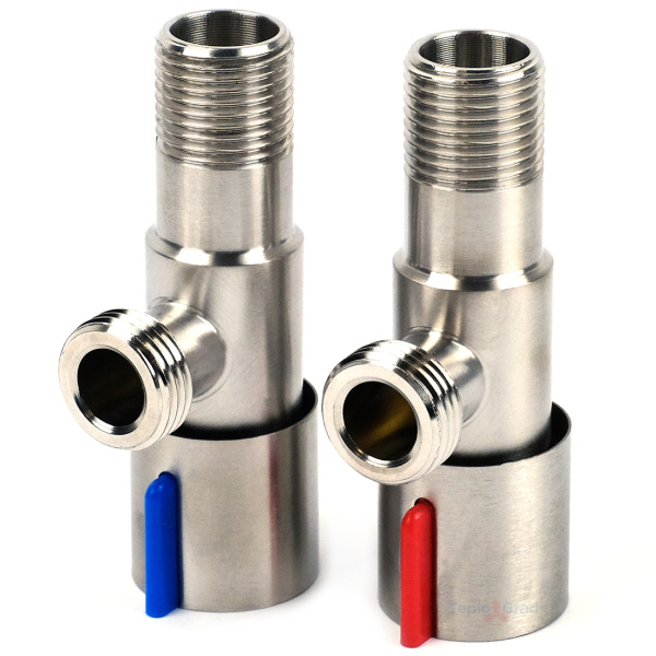 Кран угловой TIM 1/2x1/2 НР нержавеющая сталь (пара)