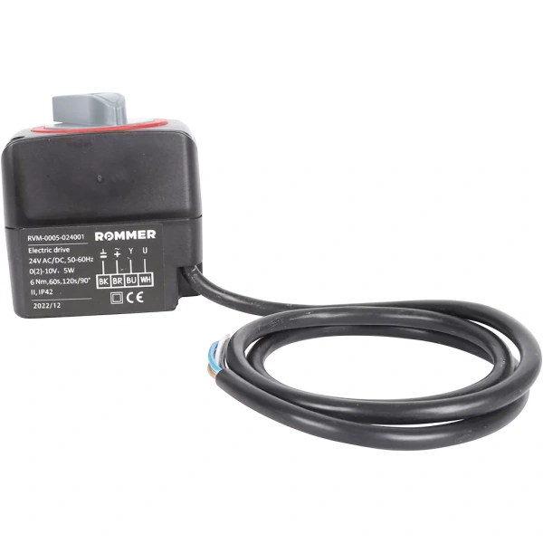 Сервопривод Rommer 24V c регулировкой по сигналу 0-10V, 60s, 120s/90°