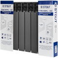Биметаллический радиатор Stout Titan Ventil 500 8 секций, нижнее подключение, графит