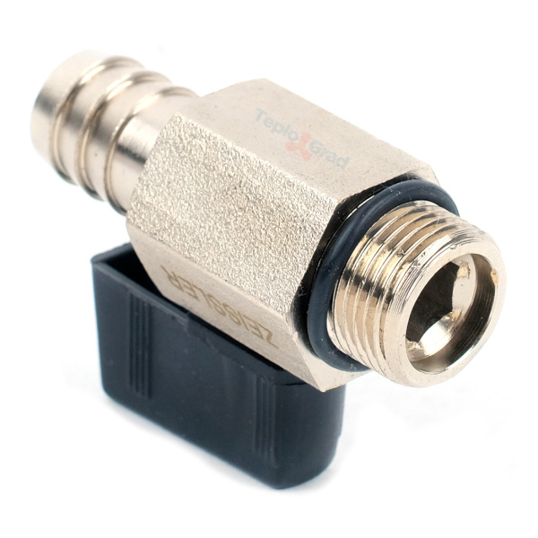Кран шаровой Zeissler 3/8x14мм сливной со штуцером, никелированный