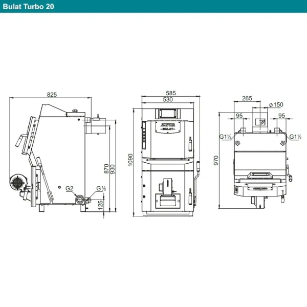 Твердотопливный полуавтоматический котел ZOTA BULAT TURBO 20