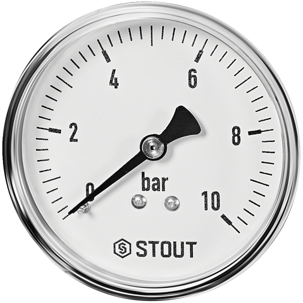 Манометр аксиальный Stout 63 мм, 0-10 бар, подключение 1/4