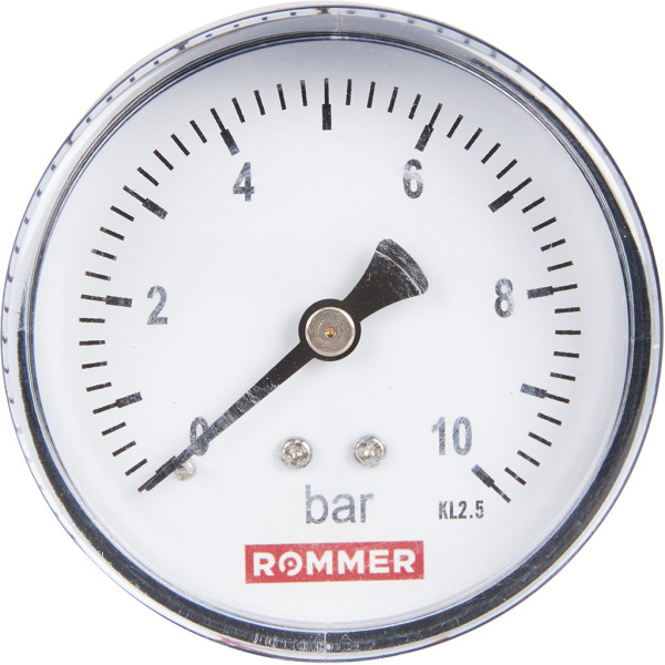 Манометр аксиальный Rommer 63 мм, 0-10 бар, 1/4