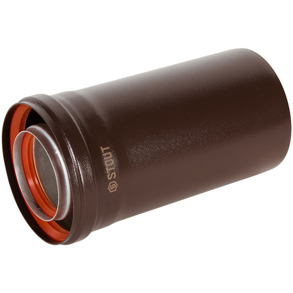 Удлинитель дымохода коаксиальный Stout 80/125 250 мм коричневый для конденсационных котлов