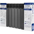 Биметаллический радиатор Stout Titan Ventil 500 10 секций, нижнее подключение, графит
