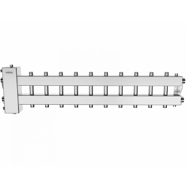 Балансировочный коллектор Gidruss BMSS-150-11DU (до 150 кВт, подкл. котла G 1 1/2, 5+5 контуров G 1, нерж. сталь)