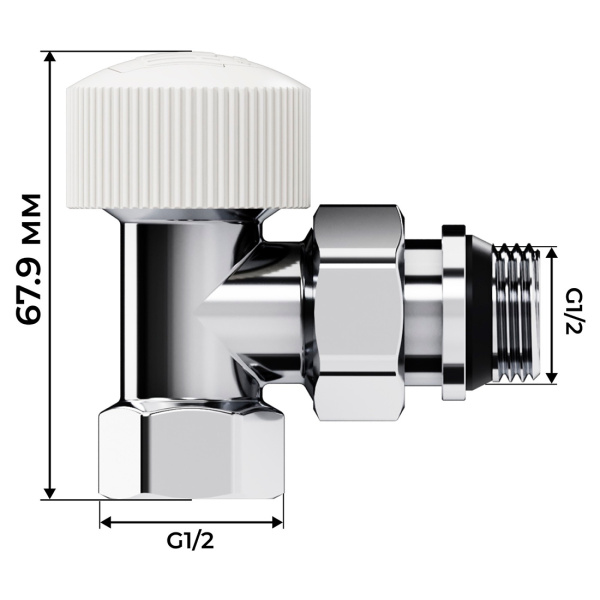 Набор термостатический угловой Royal Thermo Design 1/2" М30х1,5 (хром)