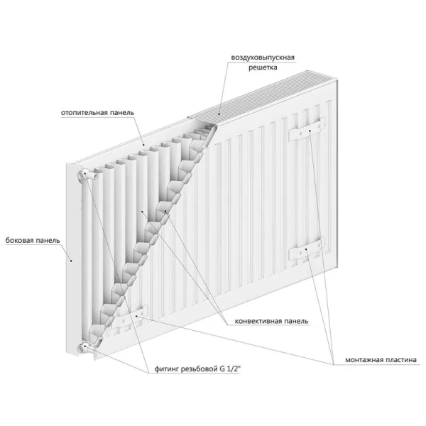 Стальной радиатор Rommer Compact 22/300/600 с боковым подключением RRS-2010-223060