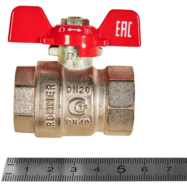 Кран шаровой Rommer ВВ 3/4, ручка бабочка
