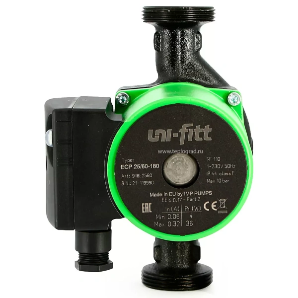 Циркуляционный насос Uni-fitt ECP 25/80 180 с гайками