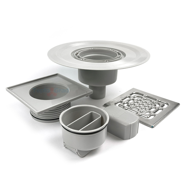 Трап для душевой с сухим затвором Zeissler 15x15см. прямой (вертикальный) выпуск