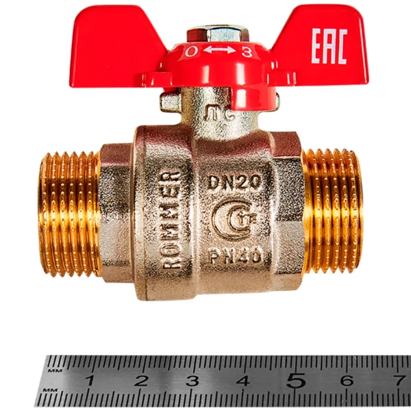 Кран шаровой Rommer НН 3/4, ручка бабочка