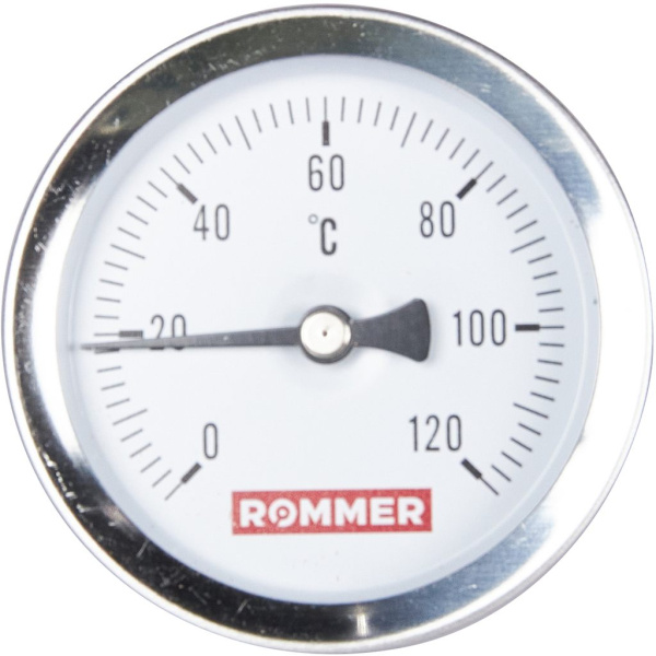 Термометр биметаллический с погружной гильзой Rommer, корпус 63 мм, гильза 50 мм