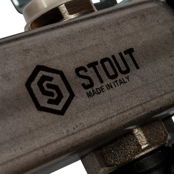 Коллектор Stout на 9 выходов без расходомеров, с клапаном вып. воздуха и сливом - SMS-0932-000009