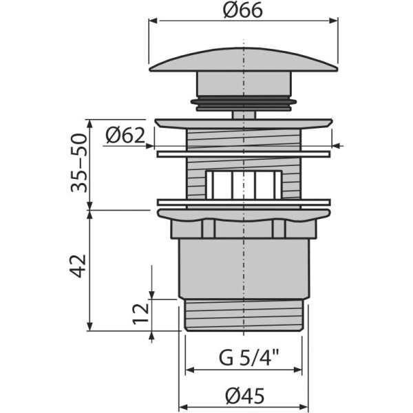 Донный клапан AlcaPlast A390 11/4 click/clack с переливом
