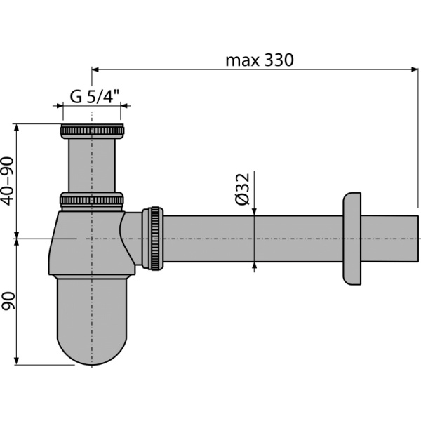 Сифон для раковины AlcaPlast A431 цельнометаллический
