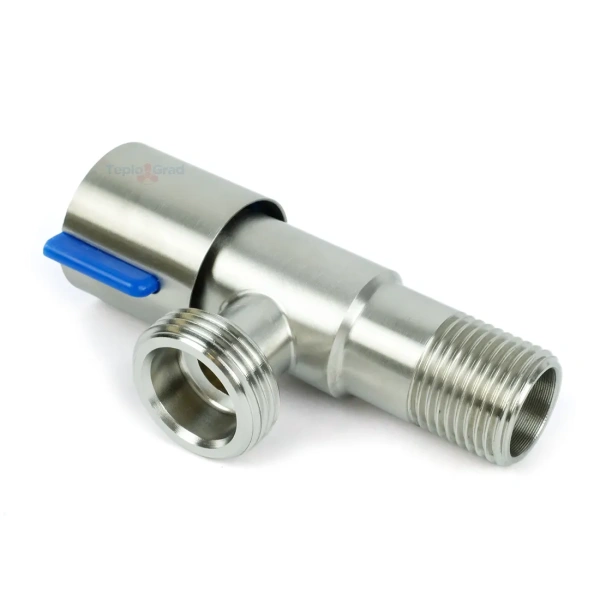 Кран угловой TIM 1/2x3/4 НР, нержавеющая сталь